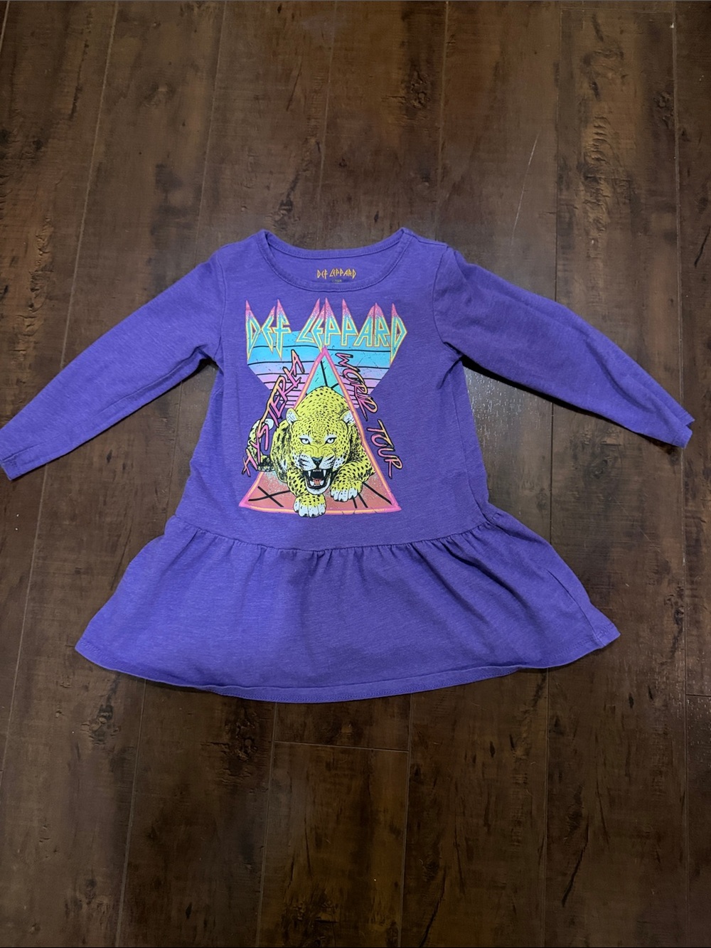 Girls' Purple Long-Sleeve Graphic Peplum Dress